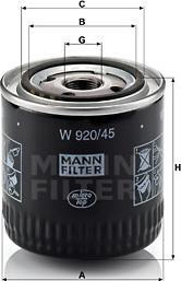 Mann-Filter W 920/45 - Õlifilter epood.avsk.ee