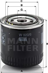 Mann-Filter W 920/6 - Õlifilter epood.avsk.ee